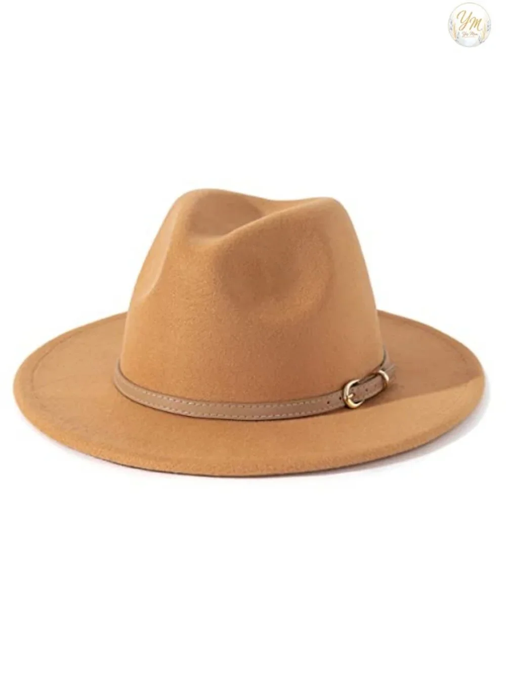 Classic Felt Fedora Wide Brim Hat with Belt Buckle, Adjustable Drawstring,